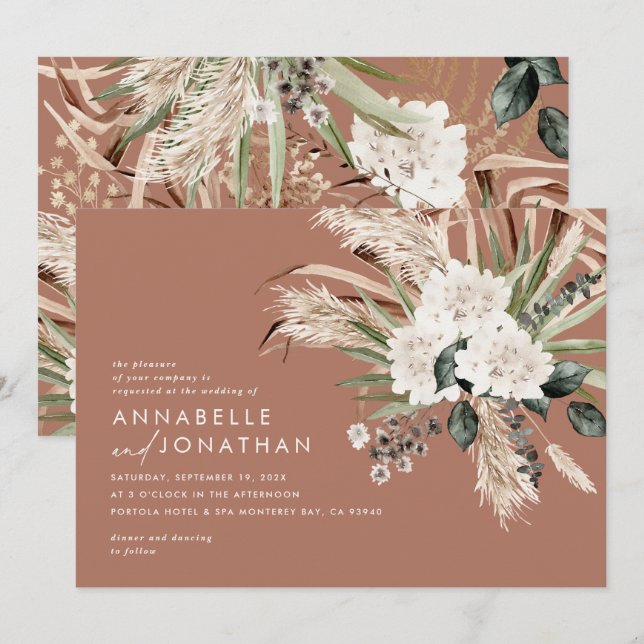 Casamento russo russo de terracotta Pampas eucalyp (Frente/Verso)