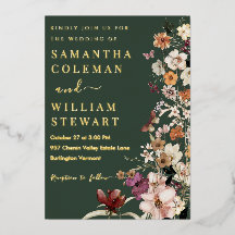 Casamento Russo Verde Escuro de Boho Wildflower