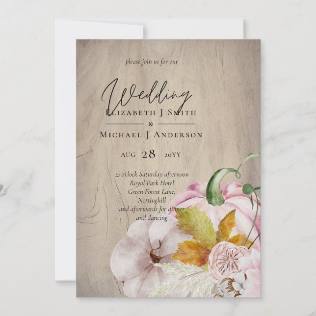 Casamento Rustic Autumn Fall Pumpkins Flowers (Frente)