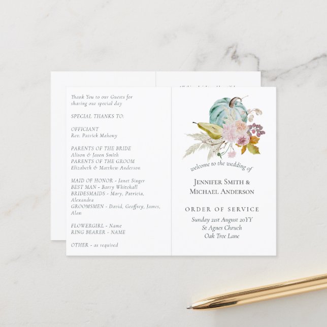 Casamento Rustic Autumn Fall Pumpkins Flowers (Frente/Verso In Situ)