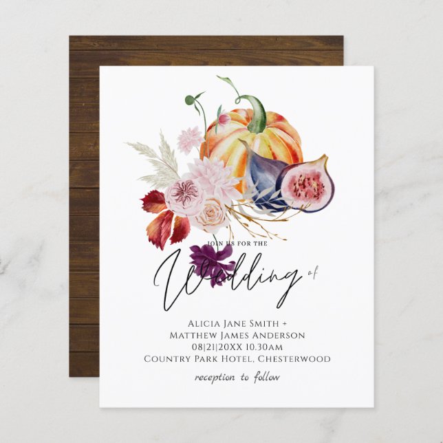 Casamento Rustic Autumn Fall Pumpkins Flowers (Frente/Verso)