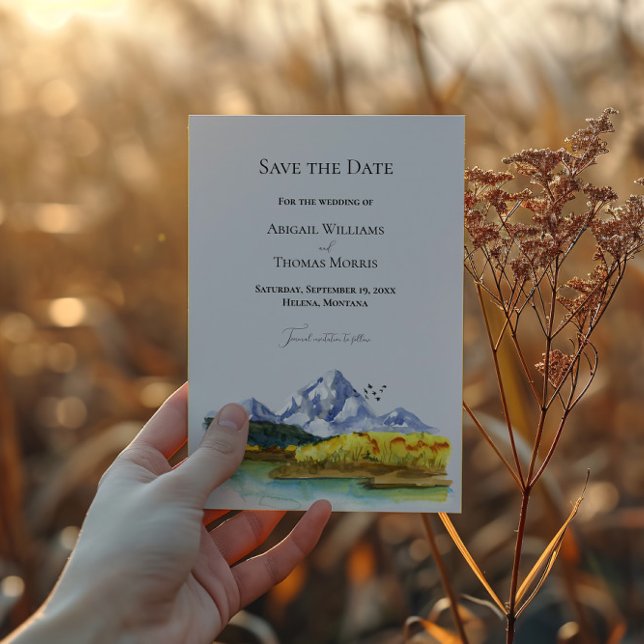 Casamento Rustic Blue Mountain Salva O Cartão De D (Criador carregado)