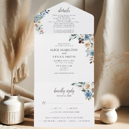 Casamento Rustic Boho Dusty Blue Flowers Script