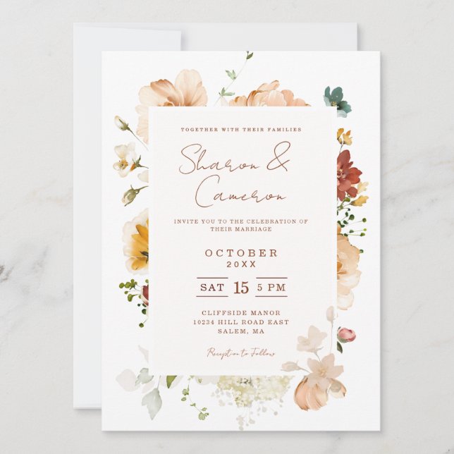 Casamento Rustic Boho Watercolor Floral Garden (Frente)