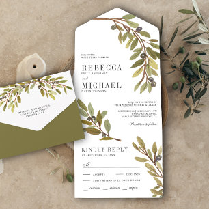 Casamento Rustic Botanical Watercolor Olive Branch