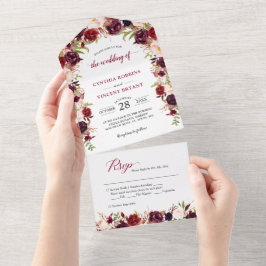 Casamento Rustic Burgundy Red Floral (Não é necess