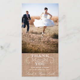 Casamento Rustic Burlap Impressão Obrigado Cartões