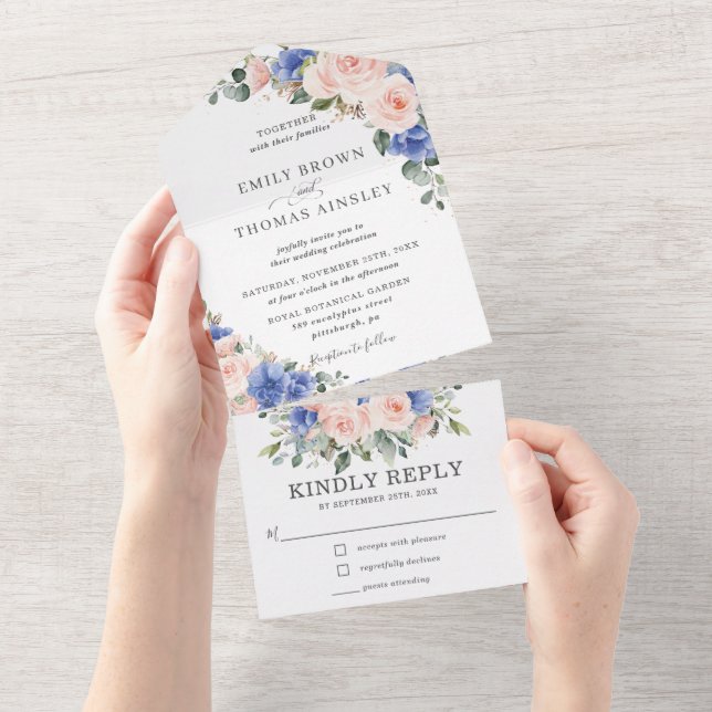 Casamento Rustic Chic Blush Blue Floral Greenery (Tearaway)