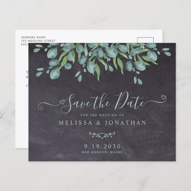 Casamento Rustic Eucalyptus Budget Salvar A Data (Frente/Verso)