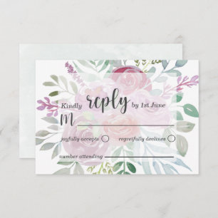 Casamento Rustic Flora Pink & Burgundy RSVP