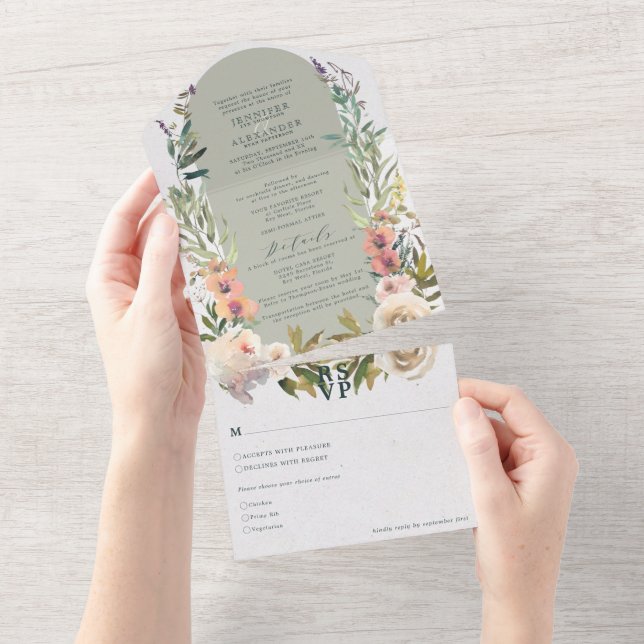 Casamento Rustic Floral Green Sage (Tearaway)