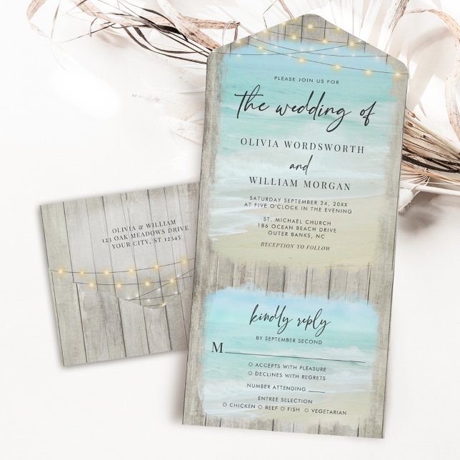 Casamento Rustic Modern Script Beach (Criador carregado)