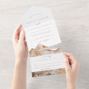 Casamento Rustic Mountain Em Um Convite