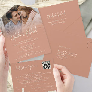 Casamento Rustic Photo Overlay QR Code Terracotta