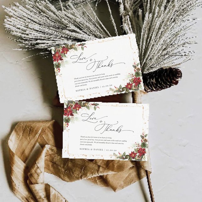 Casamento Rustic Pine Poinsettia Obrigado Cartões (Criador carregado)