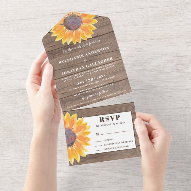 Casamento Rustic Sunflower Barn Wood (Aba destacável)