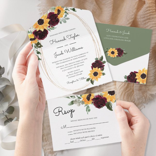 Casamento Rustic Sunflower com RSVP (Criador carregado)