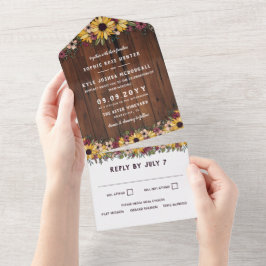 Casamento Rustic Sunflower Wood Grain