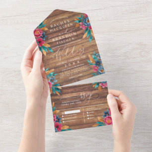 Casamento Rustic Wood Floral Watercolor