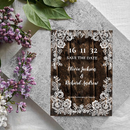 Casamento Rustic Wood Lace Country Salve a Data