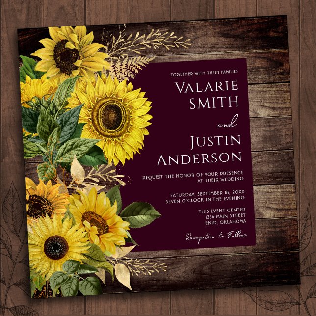 Casamento Rustic Wood Sunflower (Criador carregado)