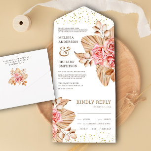 Casamento Rústico Boho Palma Seca Terroso Rosa Pea
