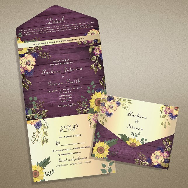 Casamento Rústico de Girassóis do País Roxo (Criador carregado)