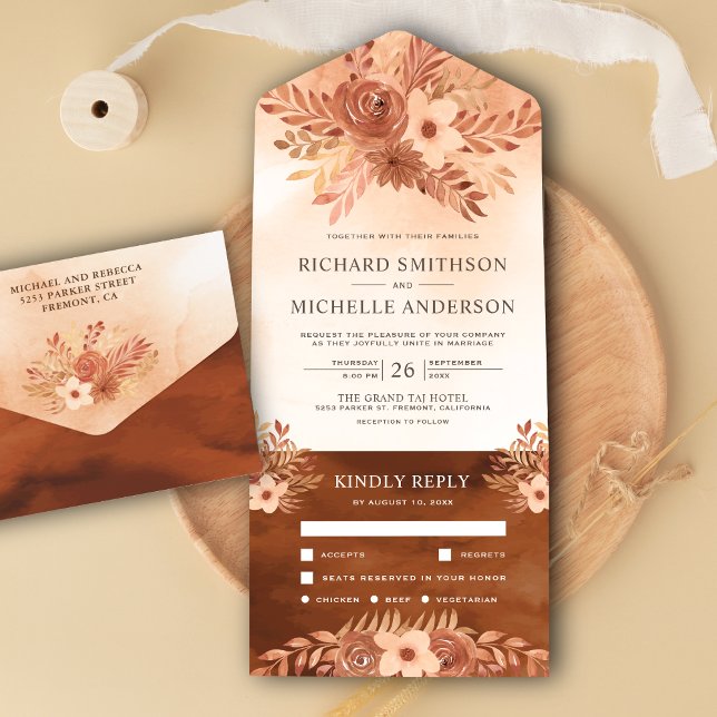 Casamento Rústico de Outono Floral Terroso Laranja (Criador carregado)