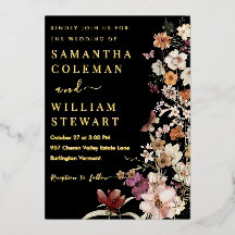 Casamento Rústico Preto de Flores Silvestres Boho 