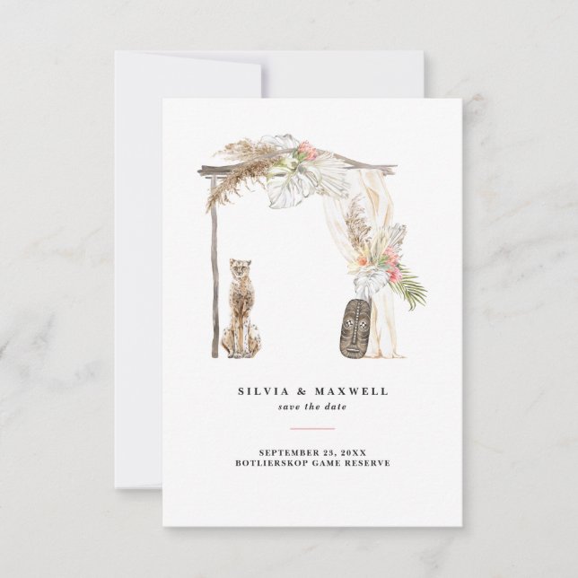 Casamento Safari Africano Encantado Salve a Data (Frente)
