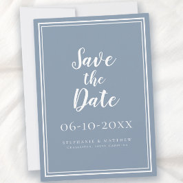 Casamento Salve A Data Azul Poeira Simples Moderno
