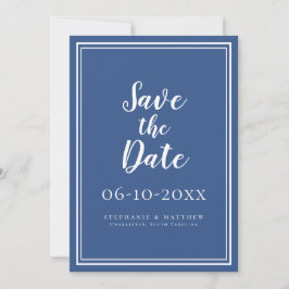 Casamento Salve A Data Blue Simple Script Modern