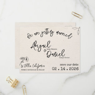 Casamento Salve A Data Cartão Postal Minimalista