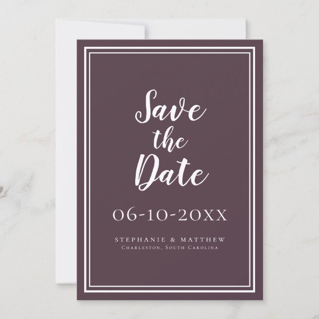 Casamento Salve a Data Roxo Moderno Simples Rascun (Frente)