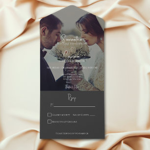 Casamento sem jantar com foto preta elegante moder