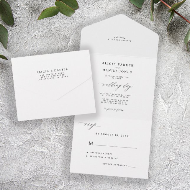 Casamento simples branco e preto minimalista elega (Criador carregado)