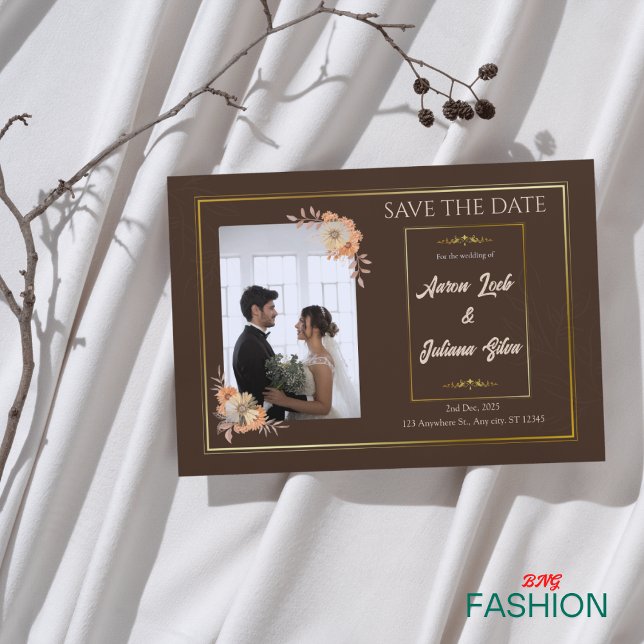Casamento Simples Castanho E Dourado Guarde O Cart (Criador carregado)