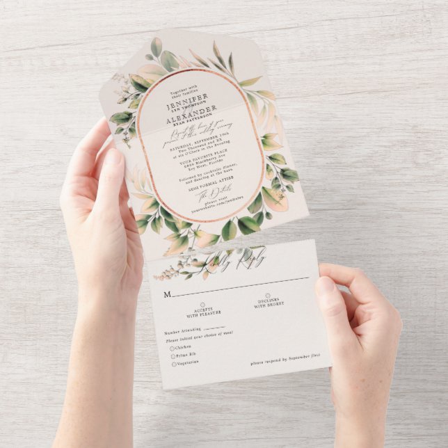 Casamento Simples de Eucalyptus & Peach (Aba destacável)