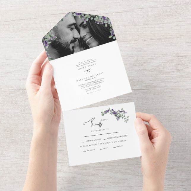 Casamento Simples de Foto Eucalyptus e Lavanda Doi (Aba destacável)