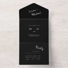 Casamento Simples de Monograma Preto Contemporâneo
