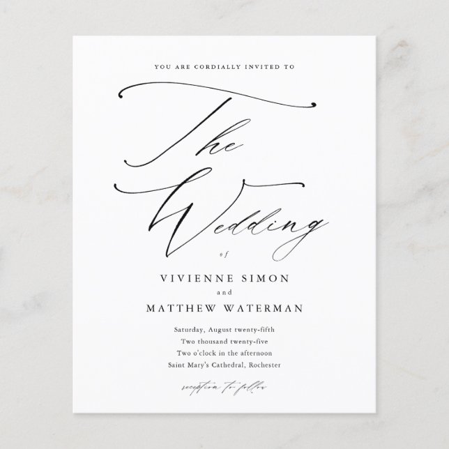 Casamento Simples de Orçamento Preto e Branco (Frente)