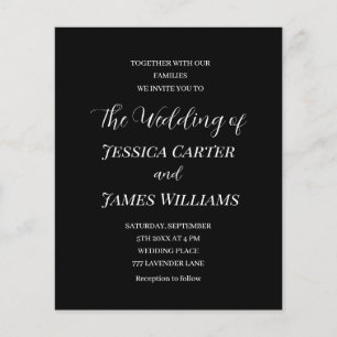 Casamento Simples de Preto e Branco Elegante Minim