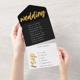 Casamento Simples Dourado Moderno Negro