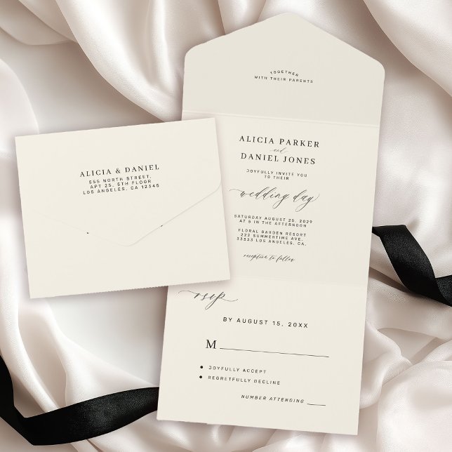 Casamento simples e elegante preto e marfim minima (Criador carregado)