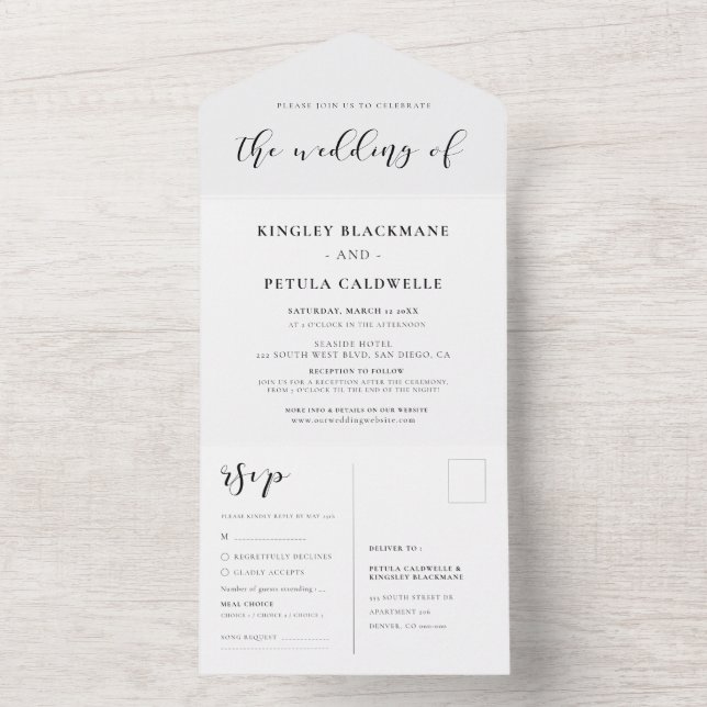 Casamento simples e elegante, tudo em um convite (Interno)