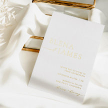 Casamento Simples Elegante Branco e Dourado Minima