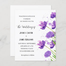 Casamento Simples Elegante De Aquarela Floral Roxa