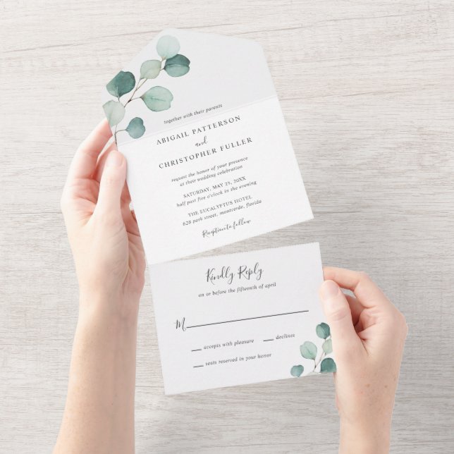 Casamento Simples Elegante Verde Rustico Eucalipto (Aba destacável)