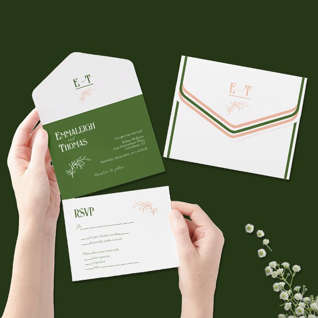 Casamento Simples Moderno Branco + Verde Pêssego (Criador carregado)