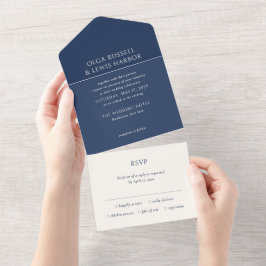 Casamento Simples Moderno Creme e Azul-Marinho